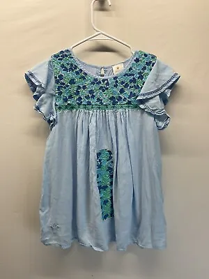 J. Marie  Tunic Linen Embroidered XS Mexican Inspired Layered Top Blue • $14.70