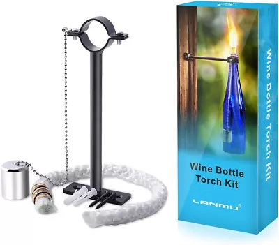 Wine Bottle Tiki Torch Kit Wick Holder DIY Home Decor Bar Lighting Outdoor • $16.72