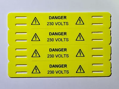 Cable Identification Tag Marker Label - Danger -  230 Volts - 4 Per Card • £3.69