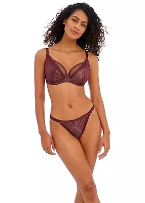 Freya Tailored Dark Cherry Underwire High Apex Bra & Brief Set Size 30e / 8e • $40