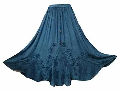 Plus Size Long Skirt Boho Gypsy Medieval Renaissance Embroidered 18 20 22 24 26 • £27.99