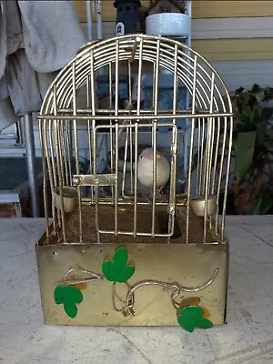 Vintage Wind-Up Mechanical Birdcage Music Box W/Swinging Bird. L@@K! • $45