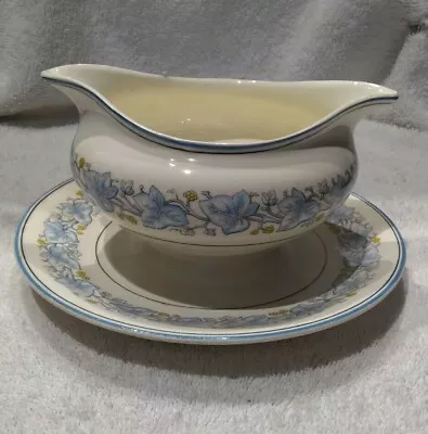 Vintage Myott Staffordshire England Ivy Leaf Blue -  Gravy Boat - Pattern # 5752 • $3.95