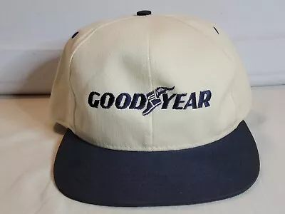 Vintage GOODYEAR TIRES White Blue 80s USA Adjustable Snapback Trucker Hat Cap • $18.99