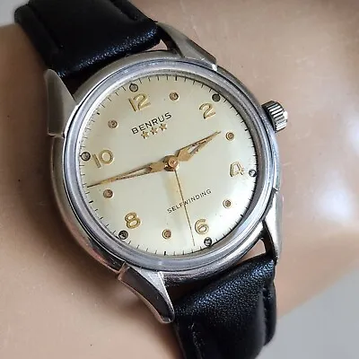 Vintage BENRUS Men's Automatic Watch Swiss AS 1361 17Jewels 1950s • $155