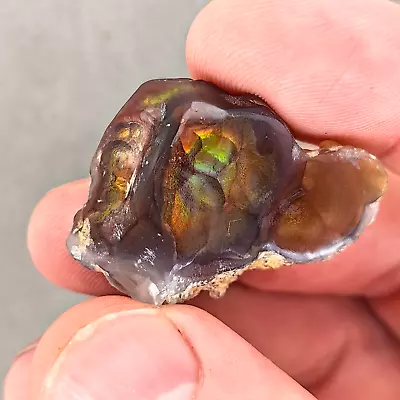 56.63 Ct Beautiful Iridescent Mexican Fire Agate Window Rough Specimen • $35