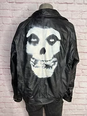 Misfits Leather Jacket Custom Punk Men Size Large Zip Up • $29.95