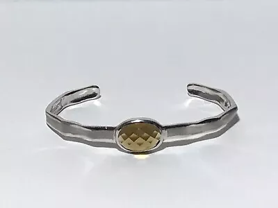 Charles Garnier 925 Sterling Silver Smoky Quartz Faceted Stone Cuff Bracelet • $65