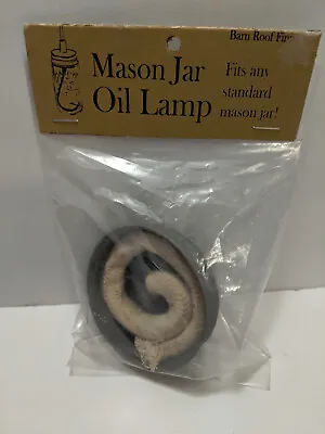 MASON JAR OIL LAMP Barn Roof Finish Lid And Wick Sealed Package • $17.50