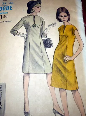 LOVELY VTG 1960s DRESS VOGUE Sewing Pattern 14/34 • $7.99