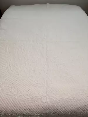 KING White Cotton Matelasse Bedspread Quilt Coverlet Crown Crafts USA Made • $79.99