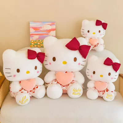 Plush Toys Hello Kitty Anime Cartoon Heart-Shaped Pillow Stuffed Doll Kids Gift • $25.70