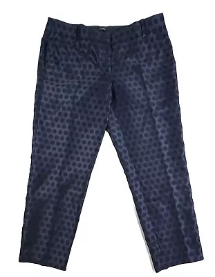 J. CREW Womens NEW Skimmer Pant 10  City Fit Polka Dot Pockets Flat Front Blue • $24.99