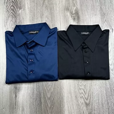 Collars & Co Dress Collar Polo Shirt Mens Xtra Large Black & Navy Blue LOT OF 2 • $79.95