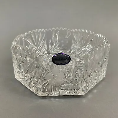 Vintage Ofnah Clear Crystal 24% PBO Hand Cut Bowl Made In Poland Floral • $39.99