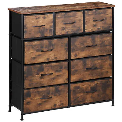 9 Drawers Dressers For Bedroom Fabric Storage Tower Chest Organizer Unit Brown • $59.58