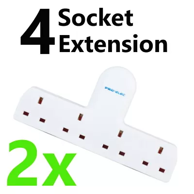 2x 4 Gang Extension Socket Multi Plug (No Cable) 4 Way 13A Mains Power Adaptor • £9.29