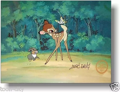 ✅ Bambi Thumper Hand Signed Walt Disney Cel  Sericel MARC DAVIS 2 COA 1942 • $179.84