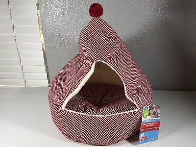 NWT Vibrant Life Hideaway Pet Bed Red ADORABLE SOFT FESTIVE Cat Dog Small • $22.99