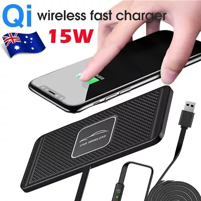 $23.90 • Buy Car QI Wireless Fast Charging Charger Mat Non-Slip Pad Holder For IPhone Samsung