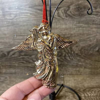 TOWLE Silversmiths Silver Plate Angel Playing Harp Christmas Ornament • $15.99