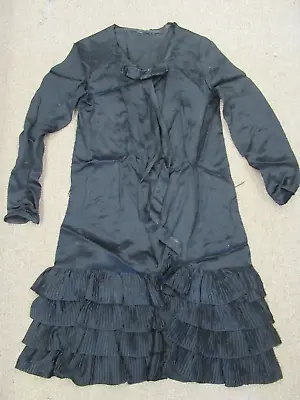 Antique Victorian Hand Made Young Girl Mourning Black Dress Pleated Ruffle • $75