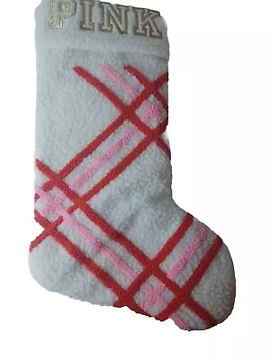 PINK By Victoria's Secret White Candy Cane Christmas Stocking 16 In X 10 In NWT • $20