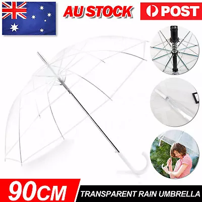 $12.95 • Buy Clear Dome Umbrella Wedding Rain Transparent Parasol Handle Waterproof