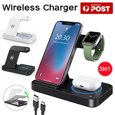 Foldable 3 In 1 Wireless Charger Dock Fast Charging Station For Samsung IPhone • $25.99