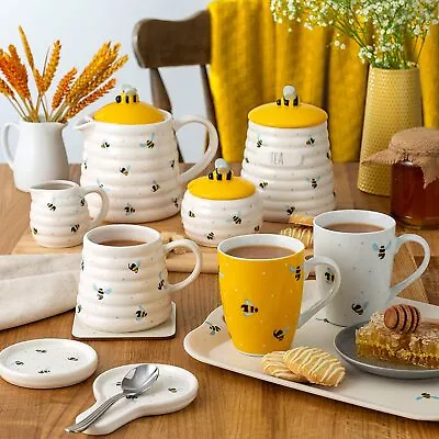 £12.95 • Buy Sweet Bee Tea Coffee Sugar Kitchen Storage Canisters Jars Mugs Cup Tableware Set