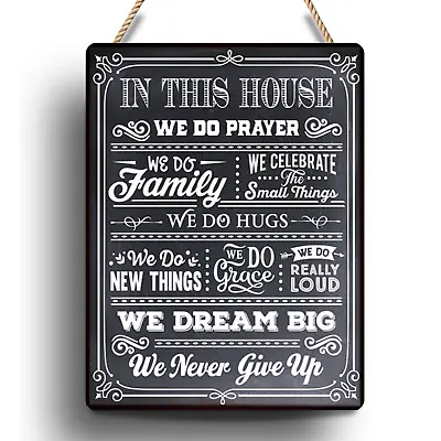 £5.99 • Buy Family Home Hanging Sign Wall Art Plaque Rules Prayer Quote Picture Slate Effect