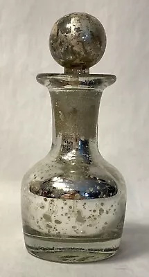 Authentic MERCURY GLASS Bottle With Stopper 5.25” High VTG To Antique RARE HTF • $11.21