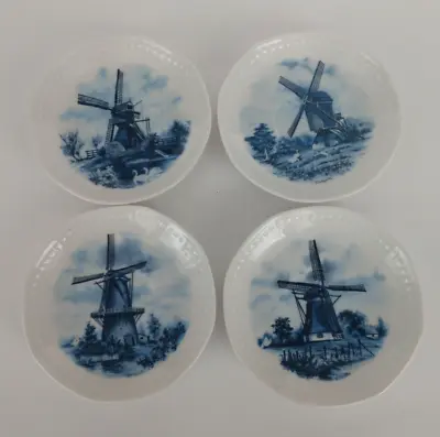 4- Delft Blue Plate Holland Delft Blaum Hand Decorated WIndmall Hanging Saucers • $18
