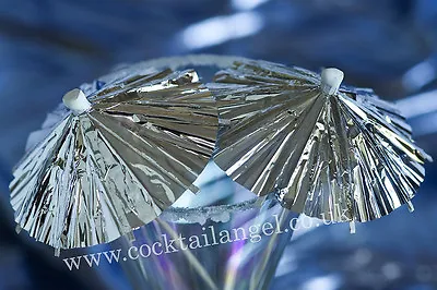 £5 • Buy CHRISTMAS DRINK DECORATIONS( SILVER  FOIL COCKTAIL UMBRELLAS)x 50