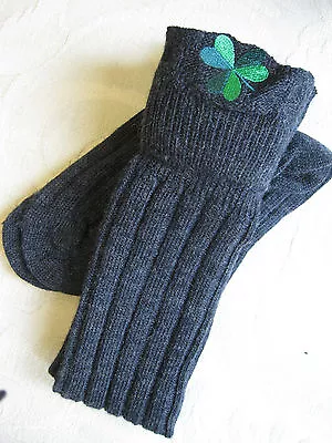 Embroidered Kilt Hose Socks( Gray /w Irish Shamrock )  NEW Size Medium • $14.95