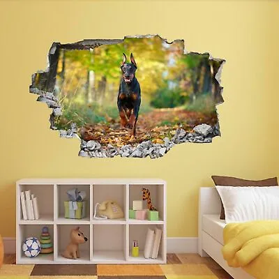 £15.99 • Buy Doberman Pinscher Dog Autumn Trees 3D Wall Sticker Mural Decal Kids Room CS46