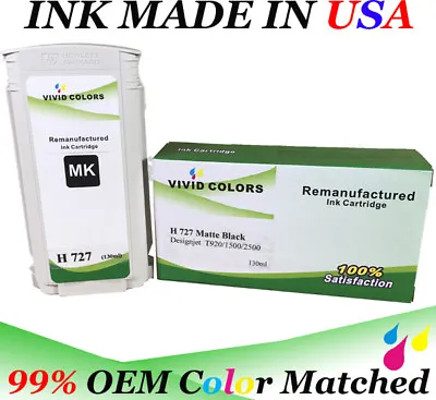 $39.99 • Buy 130ML Refurbished Matte Black  B3P22A HP727  Ink Cartridge For T2500 Printer