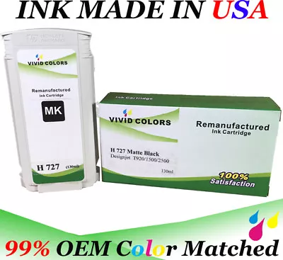 $39.99 • Buy 130ML Refurbished Matte Black  B3P22A HP727  Ink Cartridge For T2500 Printer