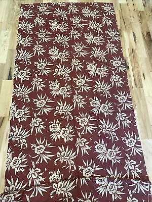 Vintage Hawaiian Shirt Print Fabric Marcus Brothers Burgundy Tan Brown 43x140 • $29