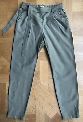 H&M Relaxed Tapered Elasticated W Green Viscose Trousers 6 UK Excellent Q • £2.45