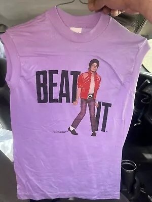 Vintage New 1984 Michael Jackson Beat It Shirt Size L Youth Large Original • $60