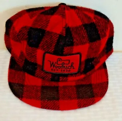 Vintage 1980s Red Plaid WOOLRICH Sheep K PRODUCTS Snapback Hat Cap Wool Patch • $49.99