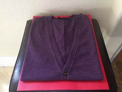 Cacharel Mens €150💶 Dark Purple 100% Wool Kneet Vest Size Large Nwtag Turkey  • $115