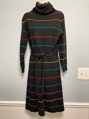 70s 80s Vintage Sears Fashions Striped Turtleneck Sweater Dress 10P • $14.99