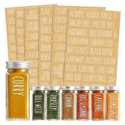 145 Water Resistant Preprinted Spice Jar Labels With Seasoning Stickers Numbers • $8.99