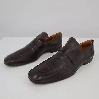 MOMA Loafer Dress Shoes Mens US10 EU43 Brown Leather Square Toe Slip-On Italy • $69.90