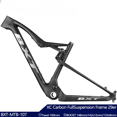 Full Suspension Carbon Fiber Mountain Bike Frameset 29er Thru Axle BOOST 148mm  • $986.46