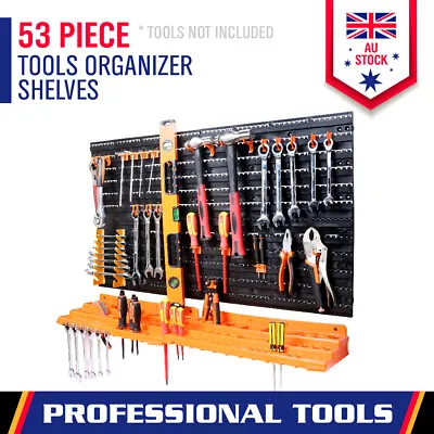 $36.99 • Buy 52-Piece Tool Storage Rack Wall Mounted Wrench Spanner Holder Screwdriver Pliers
