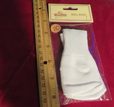 Vintage Doll Socks -  Large White Socks~ SEE RULER FOR SIZE   #20 • $4.79