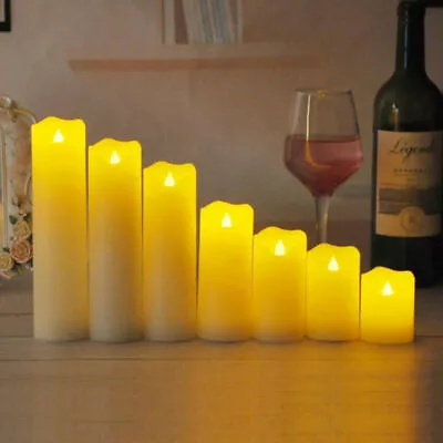 £6.59 • Buy Flameless LED Pillar Candles Flickering Wax Candles Battery Power Wedding Party